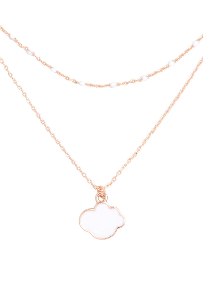 CLOUD COLOR PENDANT LAYERED BRASS NECKLACE