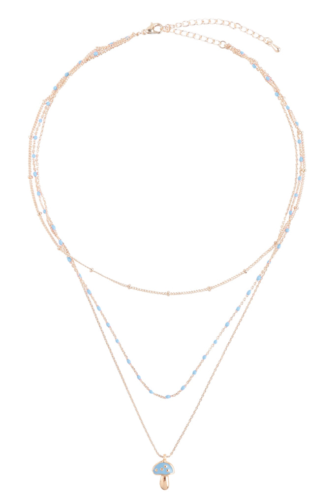 MUSHROOM PENDANT WITH COLORED LAYERED NECKLACE