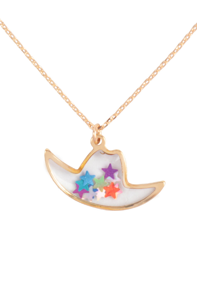 STAR WESTERN HAT ACRYLIC PENDANT NECKLACE