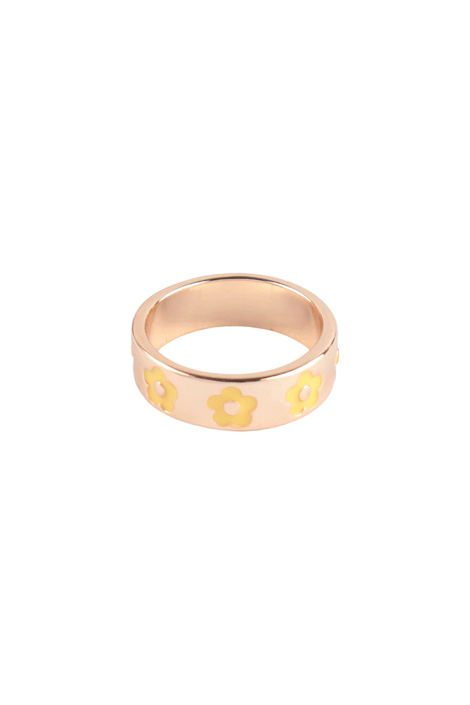 EPOXY COLOR DAISY METAL RING