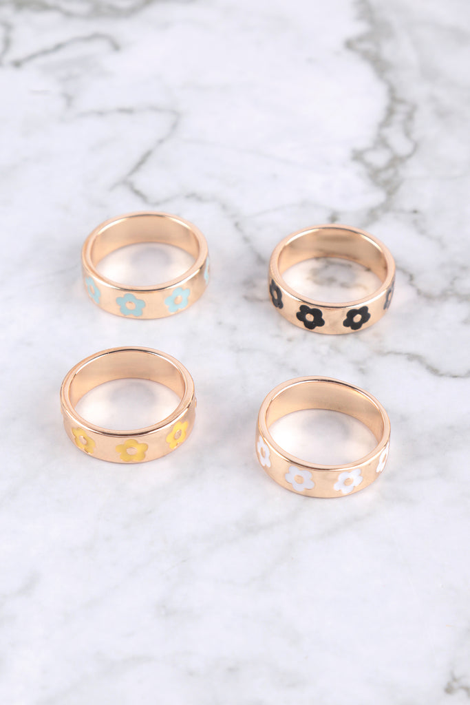 EPOXY COLOR DAISY METAL RING