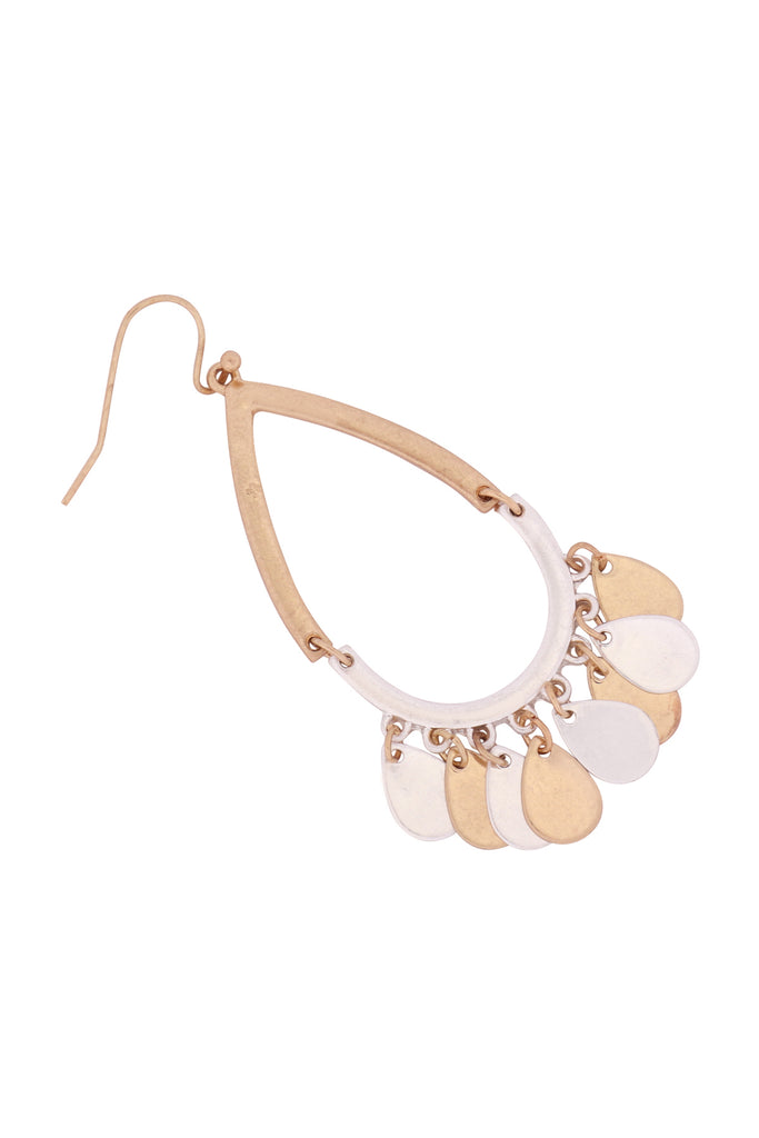 PE3575 - METAL OPEN CUT TEARDROP EARRINGS