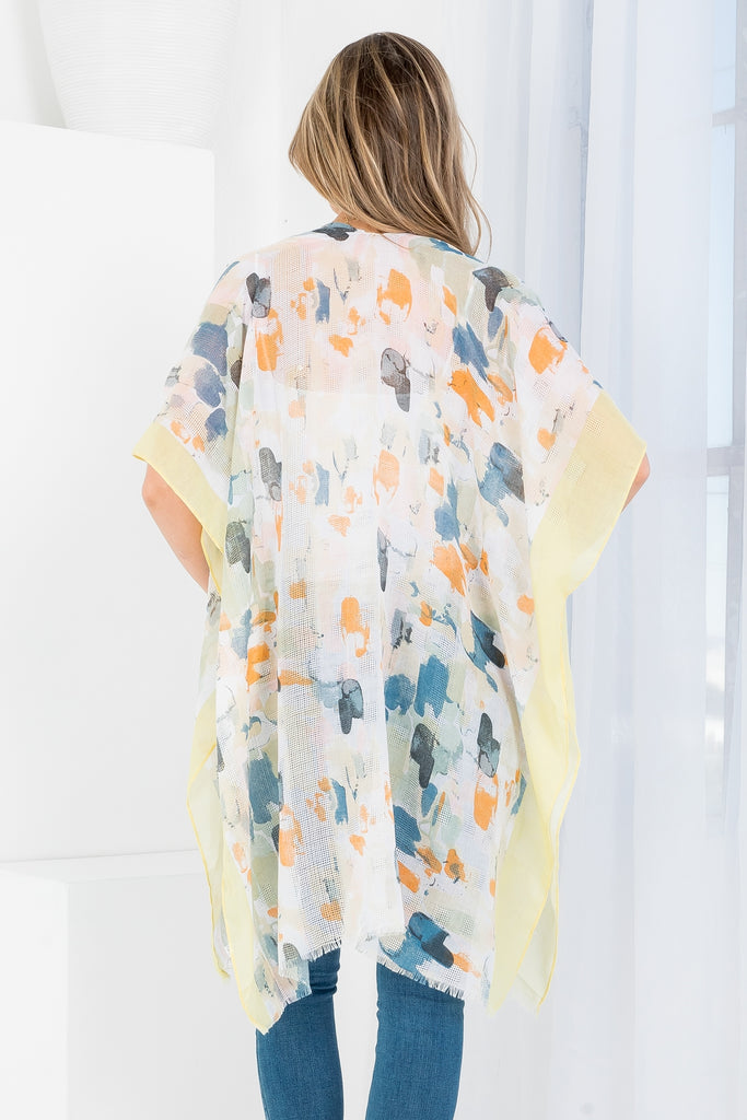 PAINT SPLATTER PRINT THIGH LENGTH KIMONO