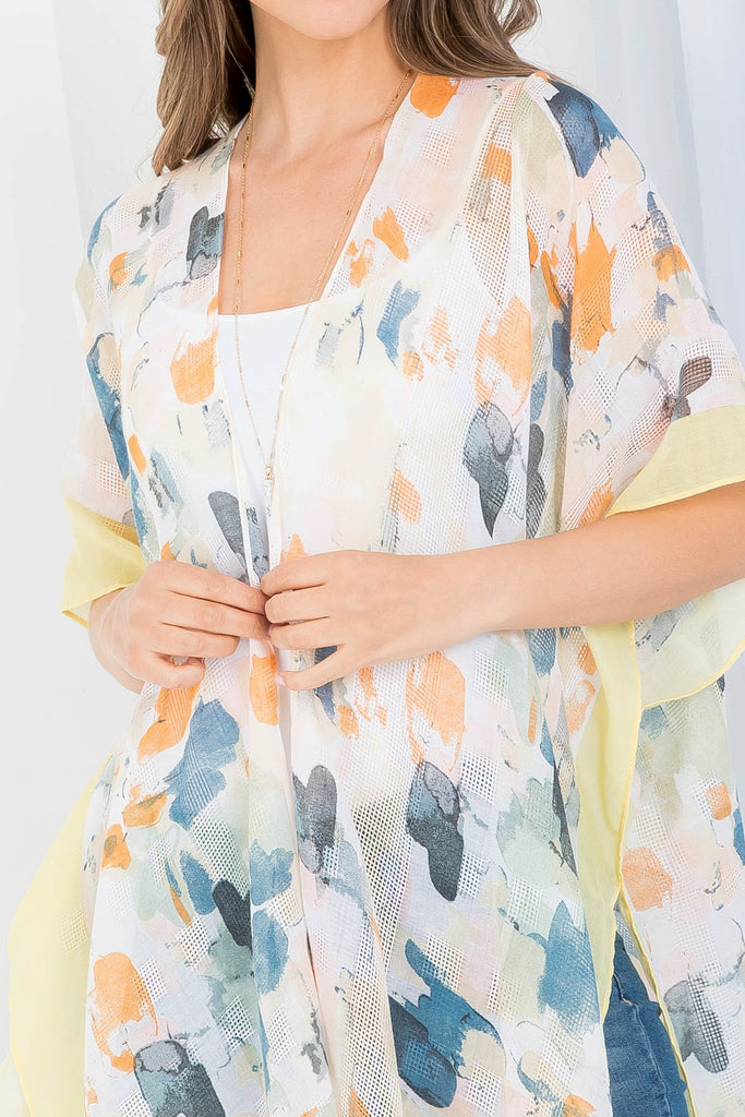 PAINT SPLATTER PRINT THIGH LENGTH KIMONO