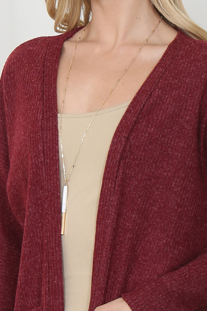 Dolman Sleeve Front Pocket Rib Brush Cardigan