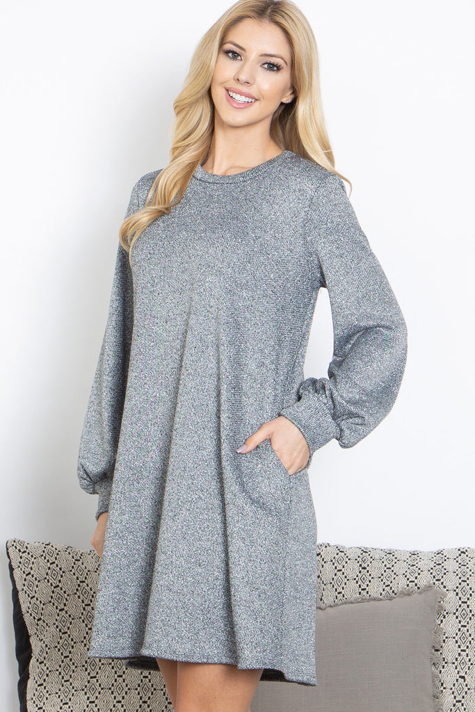 Round Neckline Long Sleeve Dress