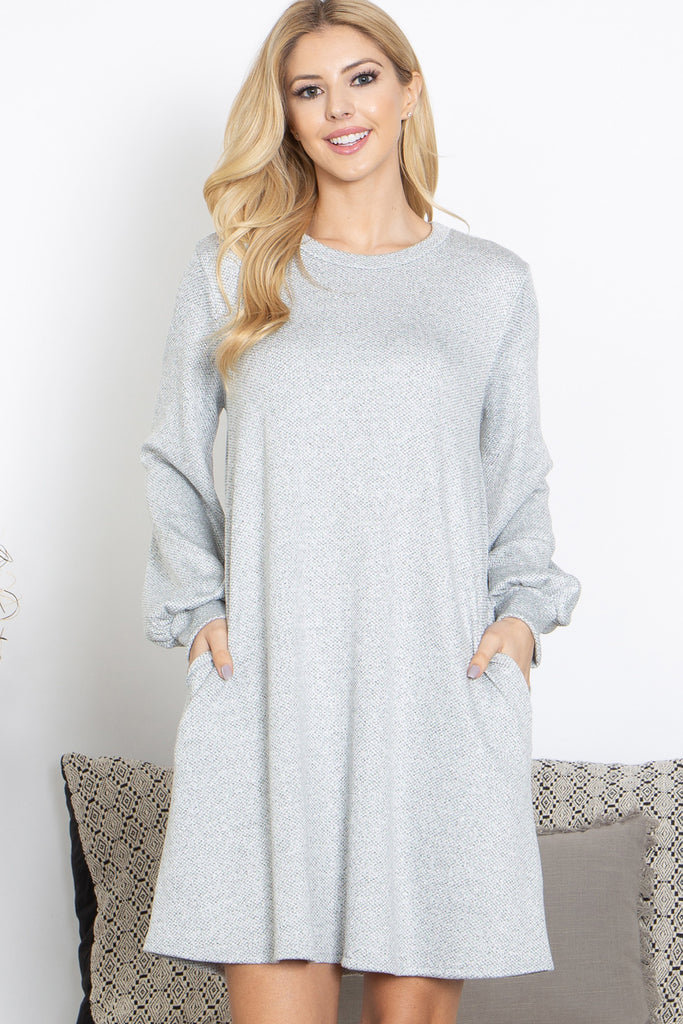 Round Neckline Long Sleeve Dress