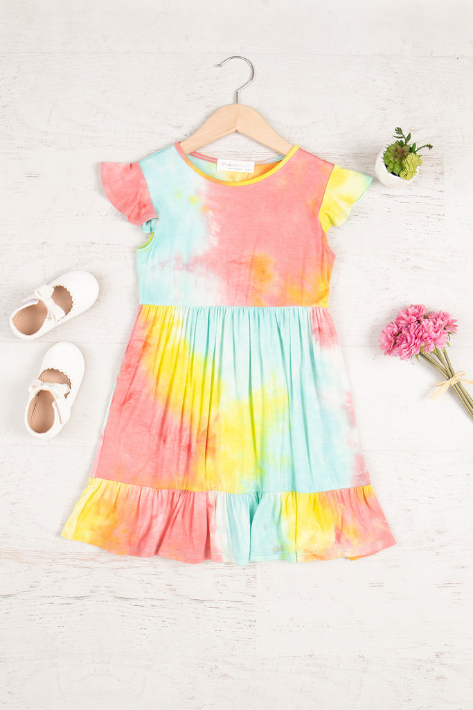 Kids Cap Sleeve Tie Dye Dress