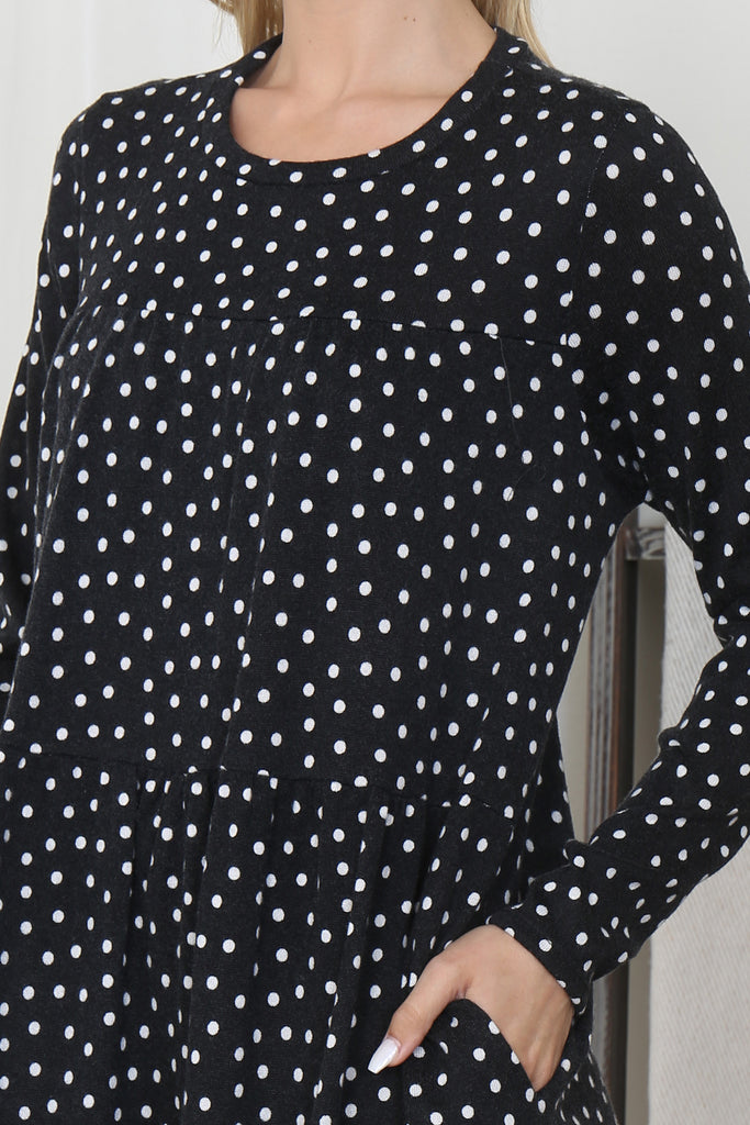 Polka Dot Long Sleeve Tiered Dress