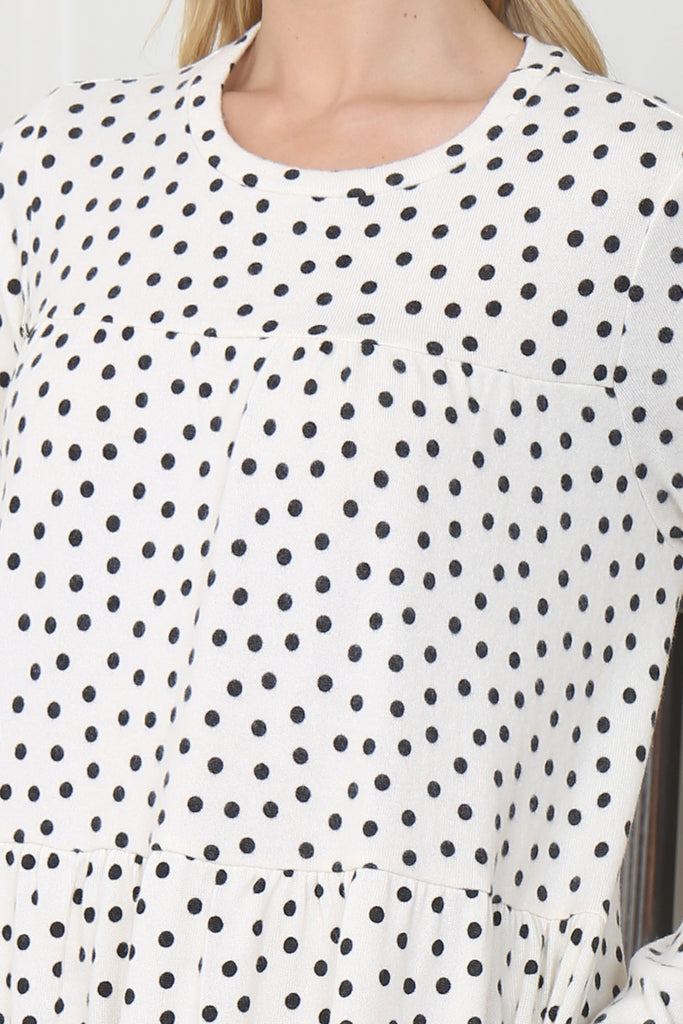 Polka Dot Long Sleeve Tiered Dress