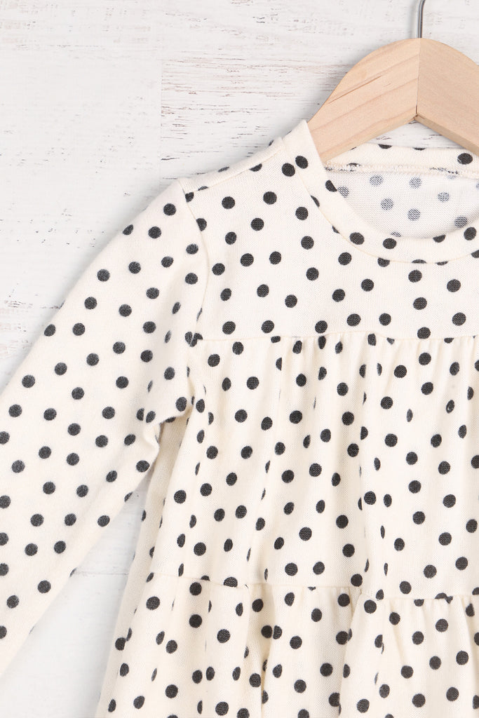 Kids Polka Dot Long Sleeve Tiered Dress