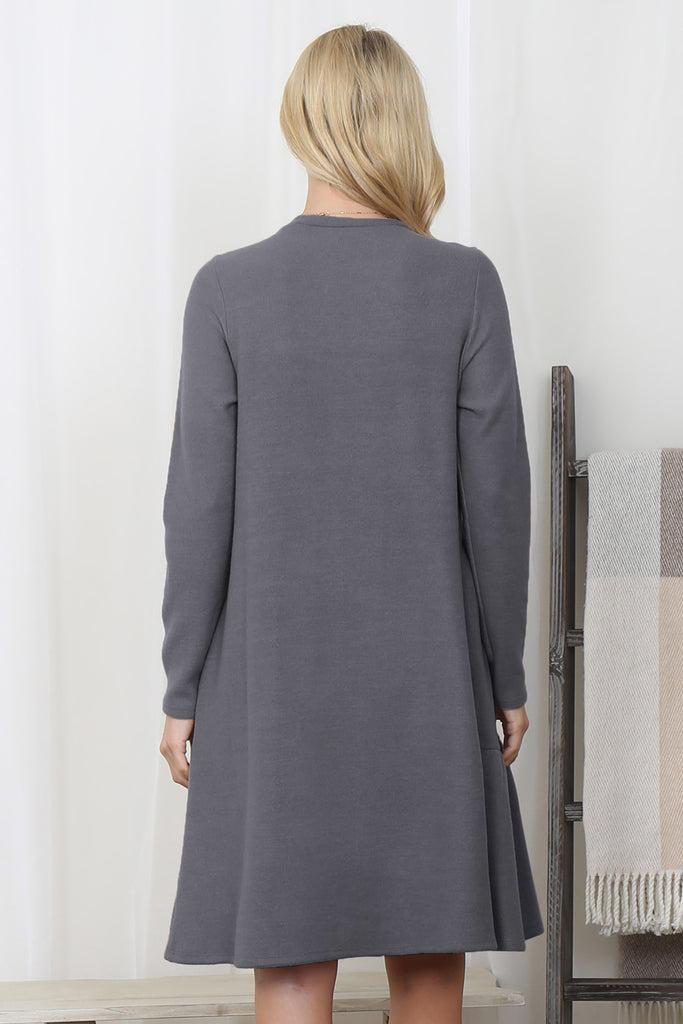 Long Sleeve Tiered Heavy Sweater Brush Dress