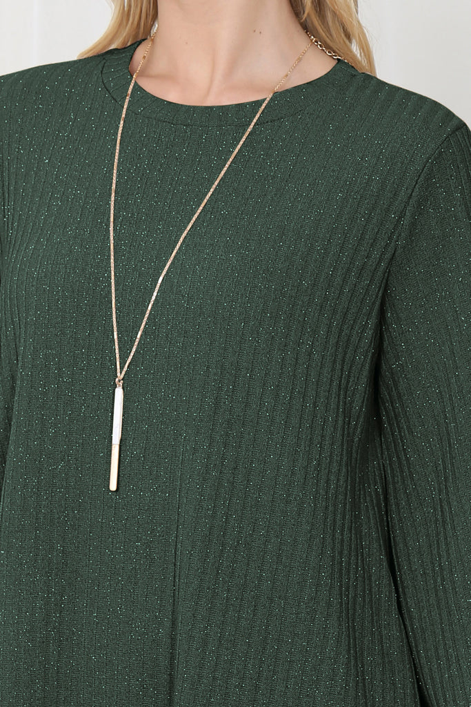 Puff Sleeve Glitter Detail Above Knee Dress