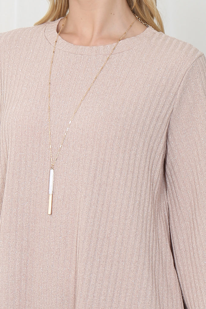 Puff Sleeve Glitter Detail Above Knee Dress