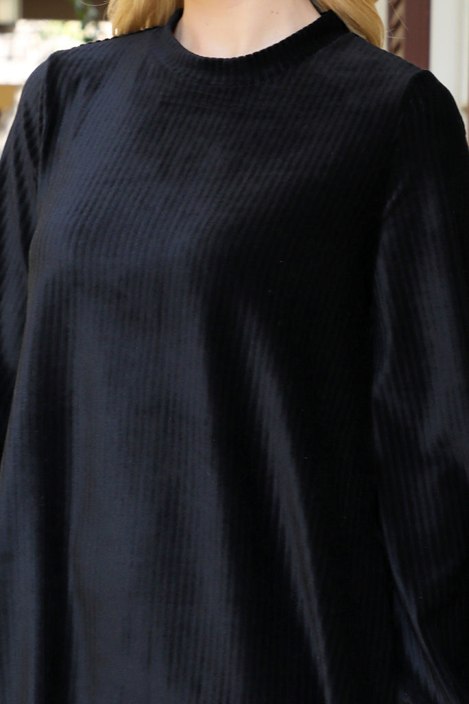 Puff Long Sleeve Velvet Dress