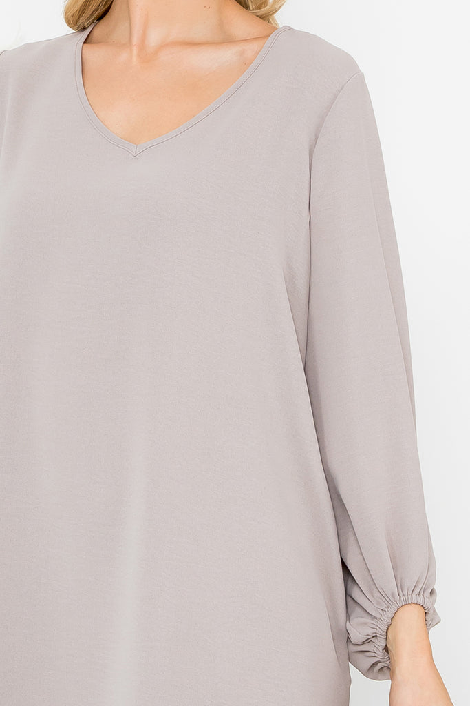 Long Tunnel Sleeve Solid Woven Dress