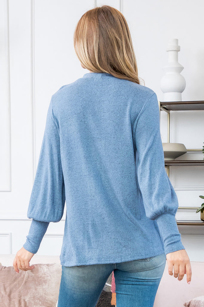 Puff Sleeve Mock Neck Top