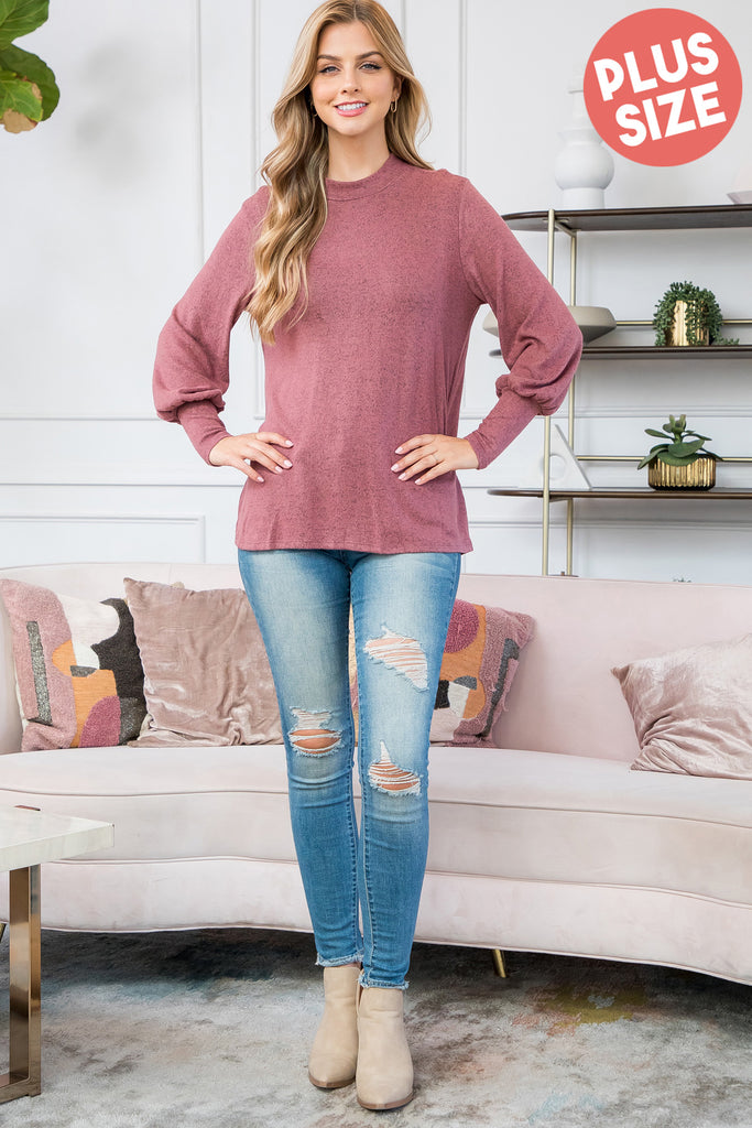 Puff Sleeve Mock Neck Top