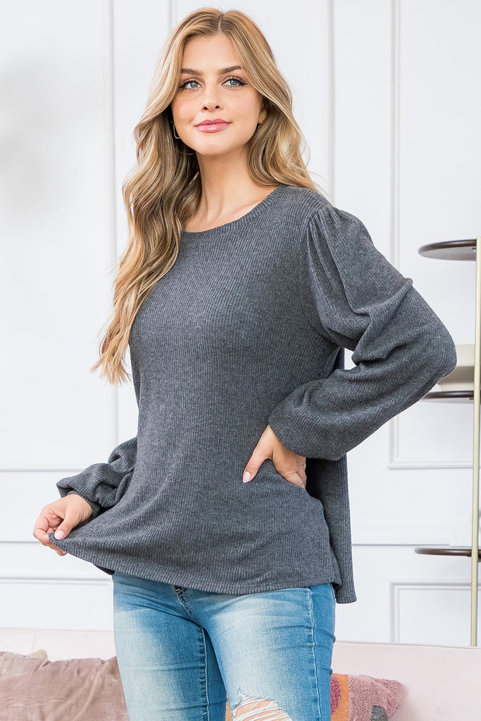 Puff Sleeve Bella Rib Top