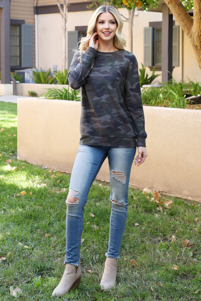 Long Sleeve Camo Top