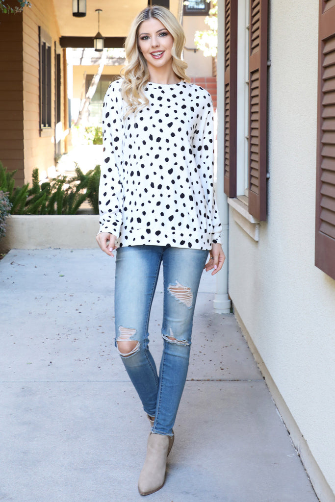 Animal Print Long Sleeve Pullover Top