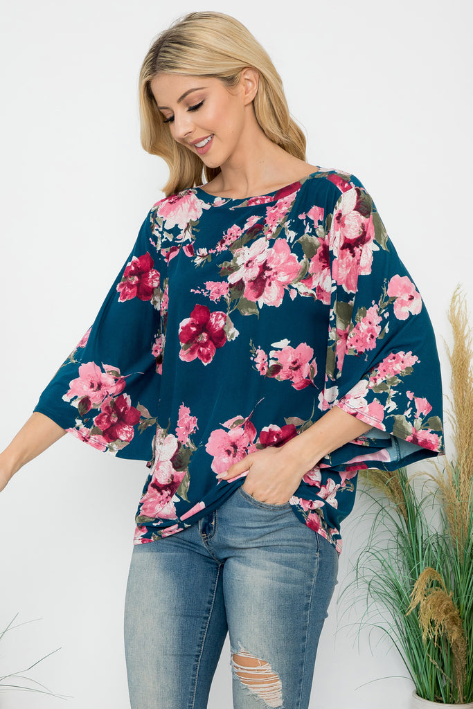 Wide Sleeve Floral Top