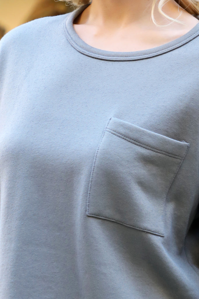 LONG SLEEVE LOOP TERRY PULLOVER TOP