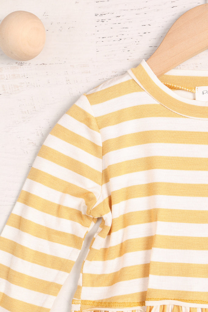 Kids Stripe Reverse Cover Stitched Shirring Hem Top