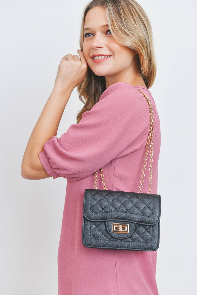 QUILTED DIAMOND LEATHER CROSS BODY BAG