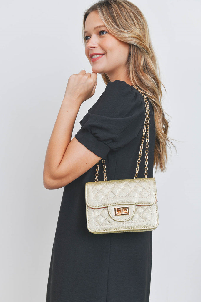 QUILTED DIAMOND LEATHER CROSS BODY BAG