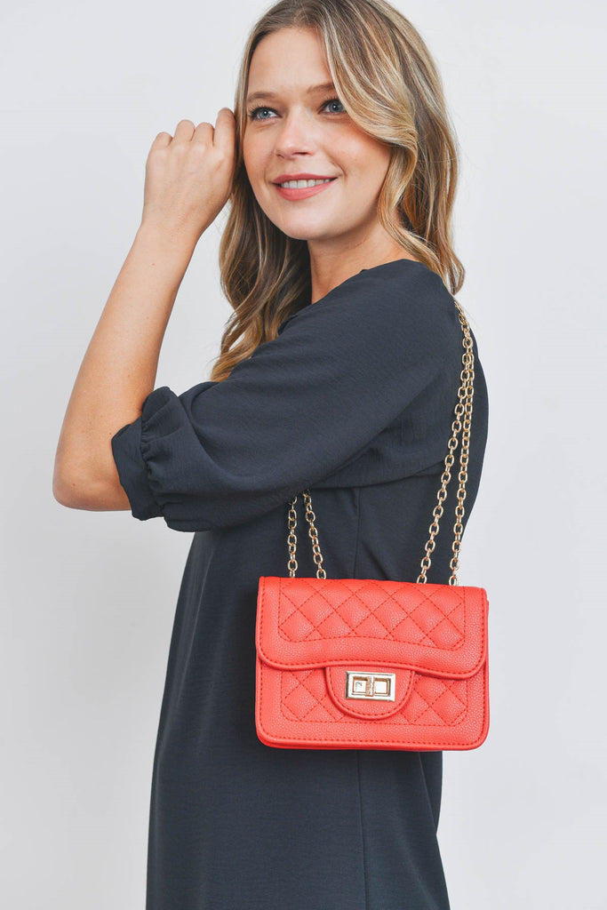 QUILTED DIAMOND LEATHER CROSS BODY BAG