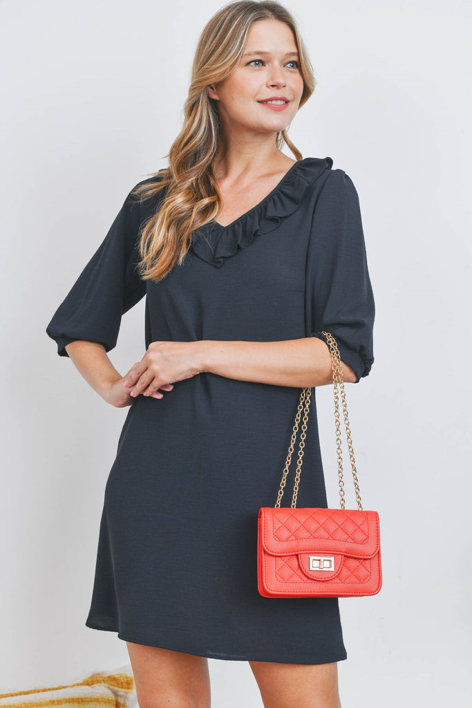 QUILTED DIAMOND LEATHER CROSS BODY BAG