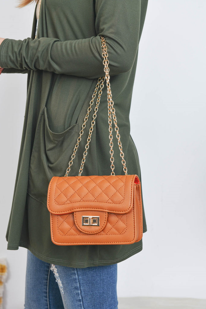 QUILTED DIAMOND LEATHER CROSS BODY BAG