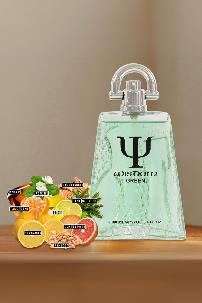 WISDOM GREEN SPRAY PERFUME EAU DE PARFUM FOR MEN - 100ML/3.4 FL.OZ.