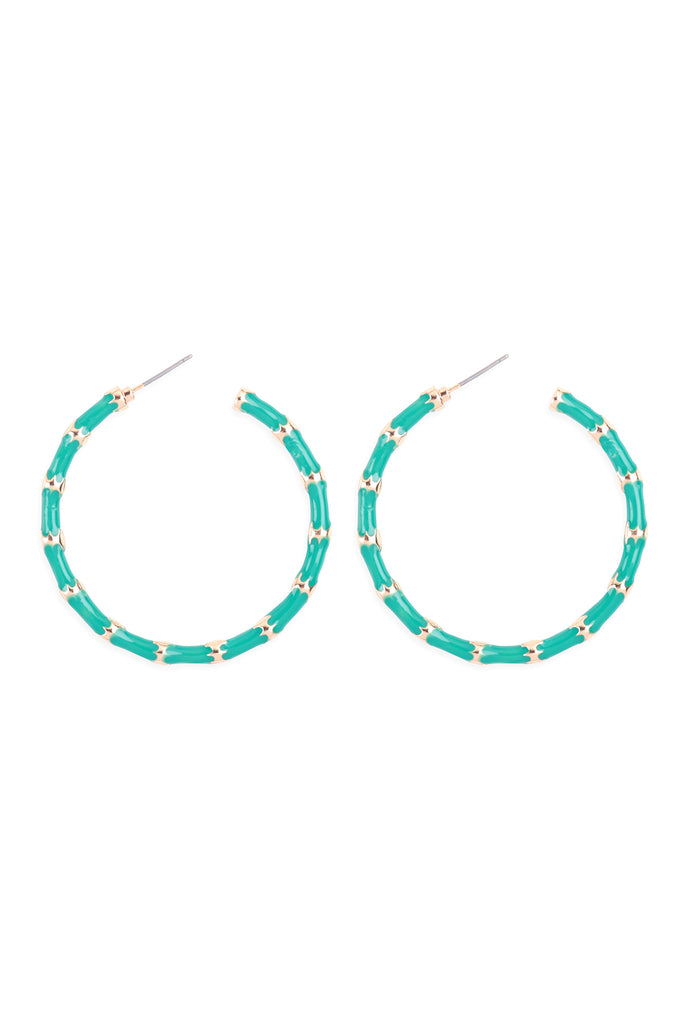 TEXTURED ENAMEL COLOR HOOP EARRINGS