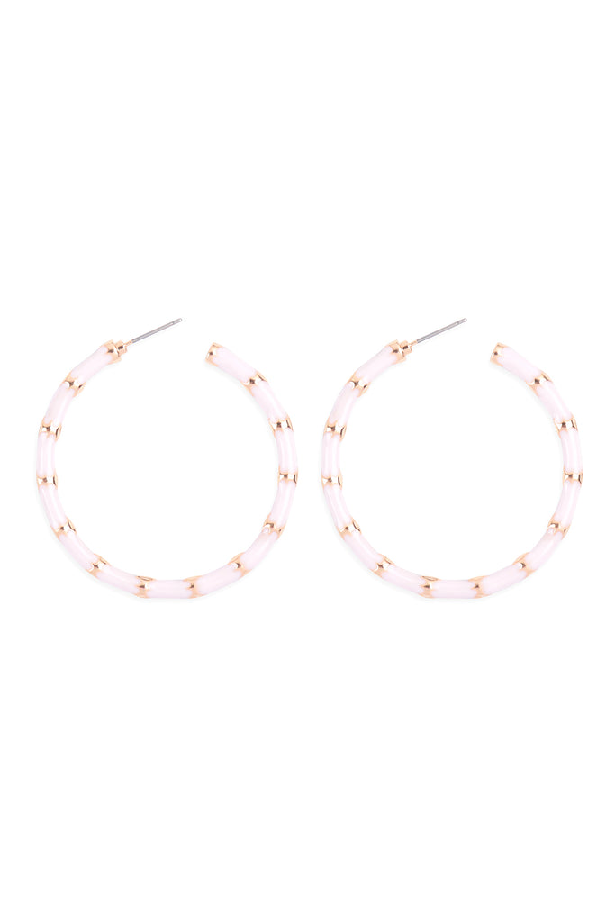 TEXTURED ENAMEL COLOR HOOP EARRINGS