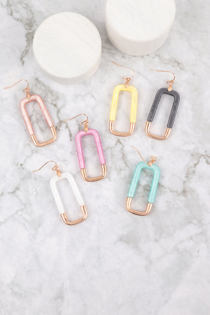 CAST-RESIN COMBO RECTAGLE DROP EARRINGS