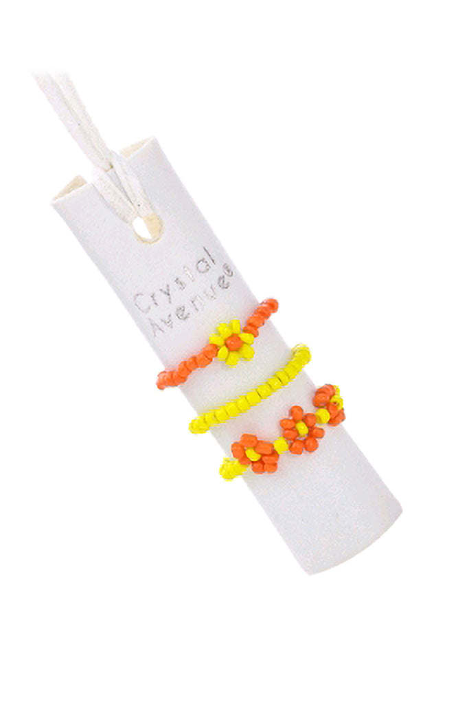 FLOWER SEED BEAD STRETCH 3 SET RING