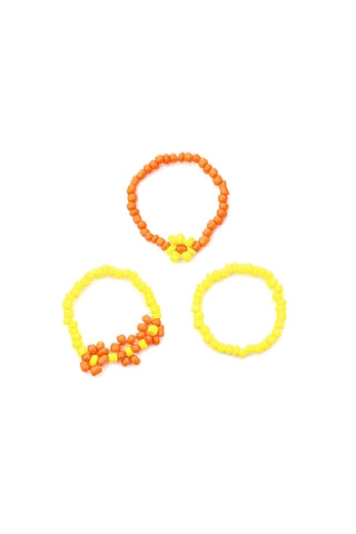 FIMO PEARL BEADED TWISTED ASSORTED 5PCS RING SET