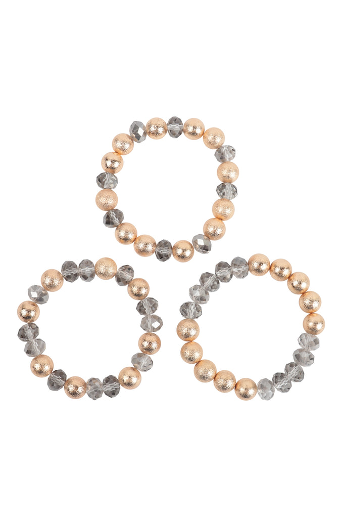 3 LINES STACKABLE TEXTURED CCB AND RONDELLE BEADS BRACELET