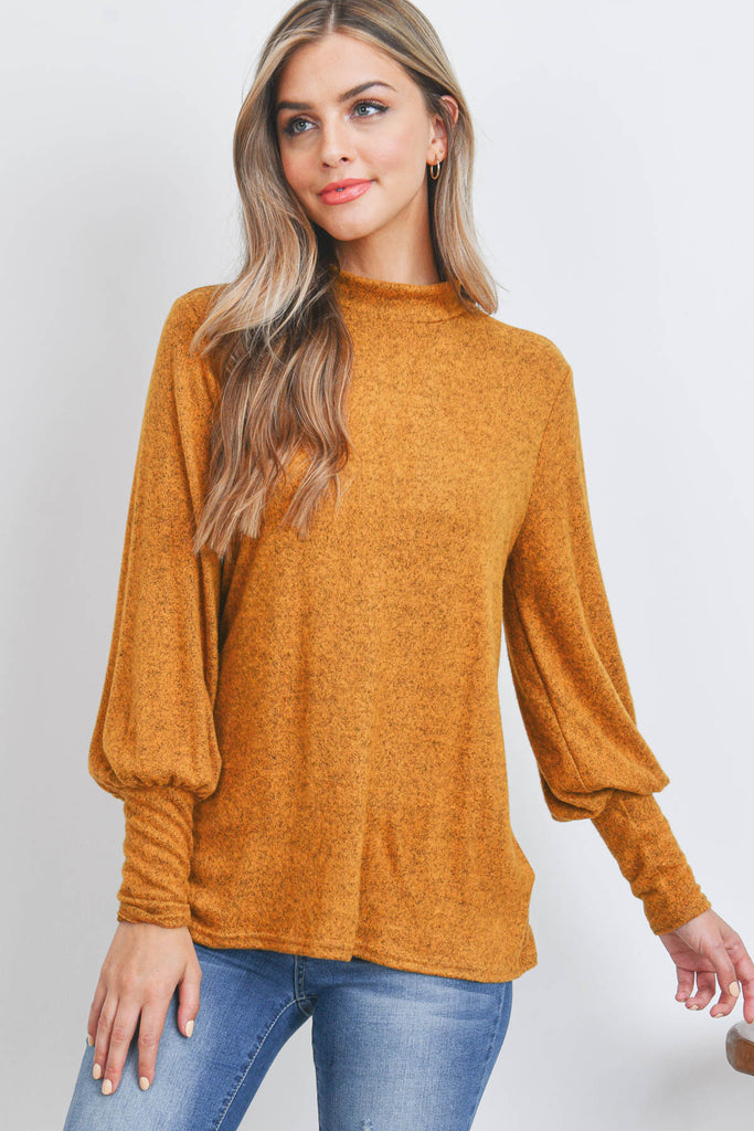 Puff Sleeve Mock Neck Top
