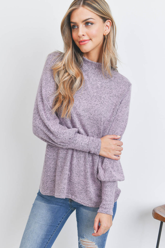 Puff Sleeve Mock Neck Top