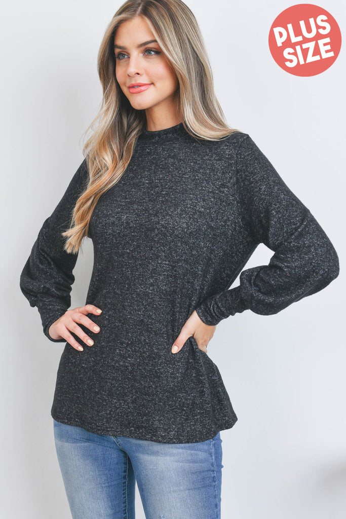 Puff Sleeve Mock Neck Top