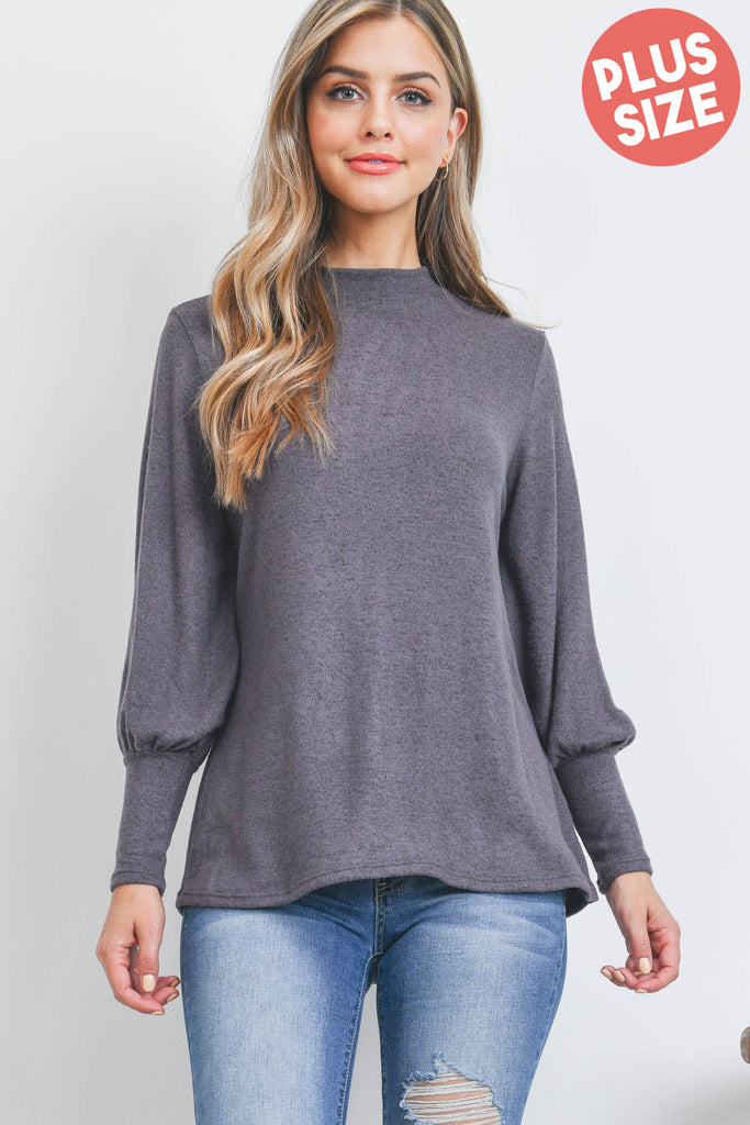 Puff Sleeve Mock Neck Top