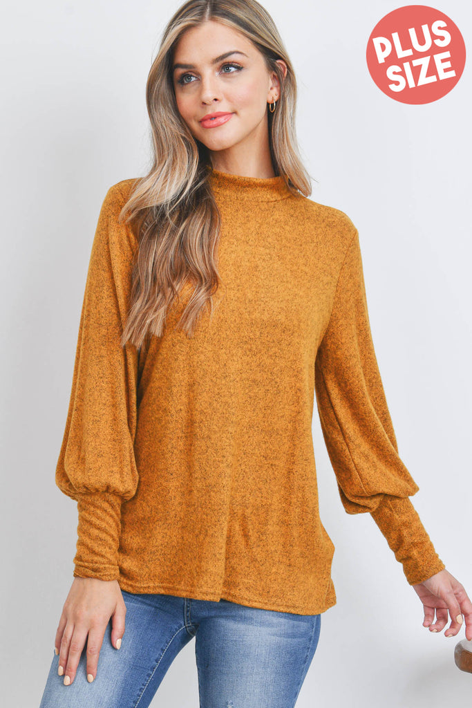 Puff Sleeve Mock Neck Top