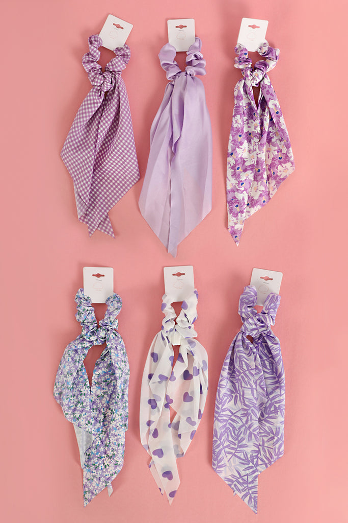 SPRING FLORAL ASSORTED DESIGNS SCRUNCHIE SCARF HAIR ACCESSORIES