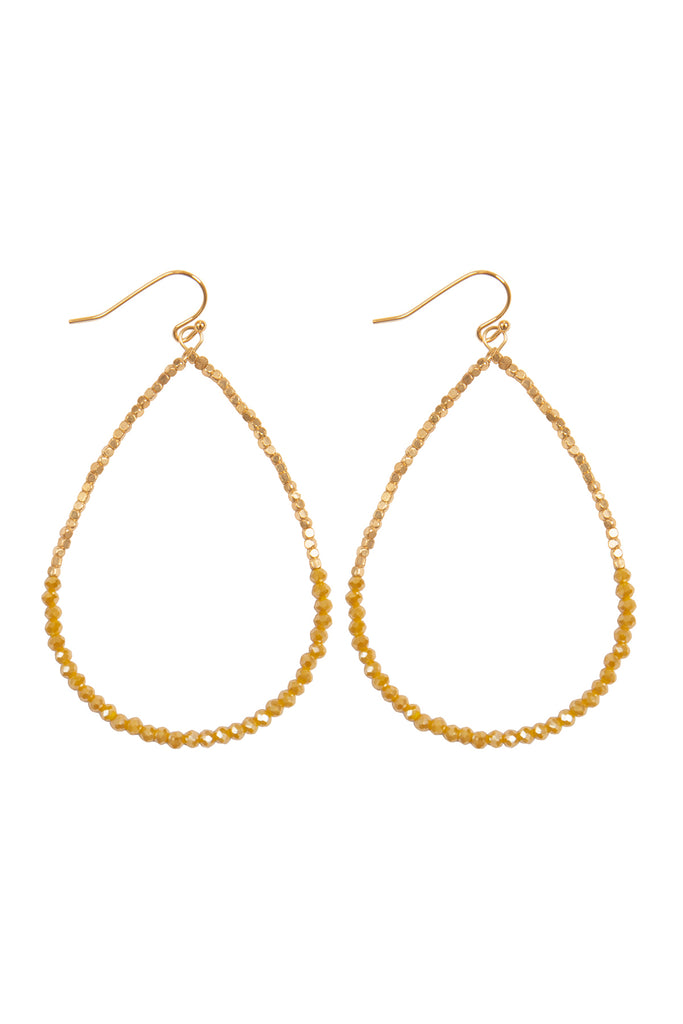 HALF CCB HALF RONDELLE BEADS TEARDROP EARRINGS