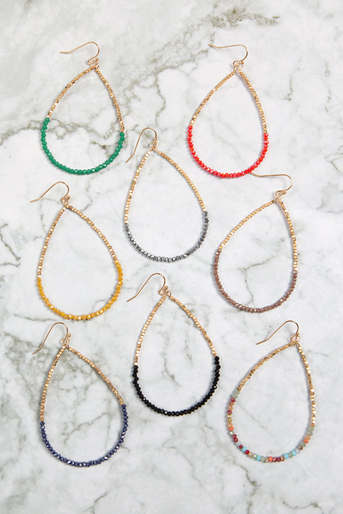 HALF CCB HALF RONDELLE BEADS TEARDROP EARRINGS
