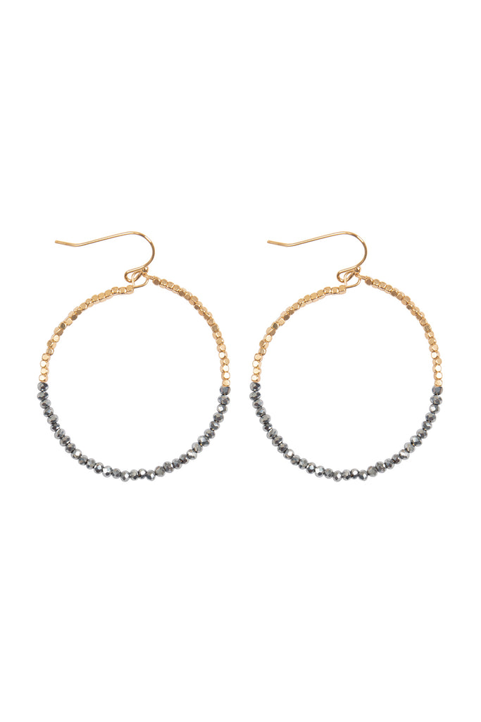 HALF CCB HALF RONDELLE BEADS CIRCLE FISH HOOK EARRINGS