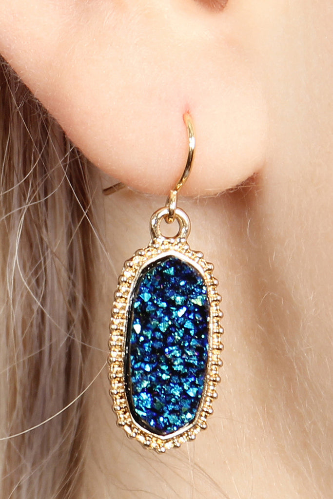 DRUZY STONE OVAL EARRINGS